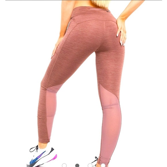 Nike Running Fast Mid Rise Dri-Fit Tights in Mauve XS - Picture 1 of 12